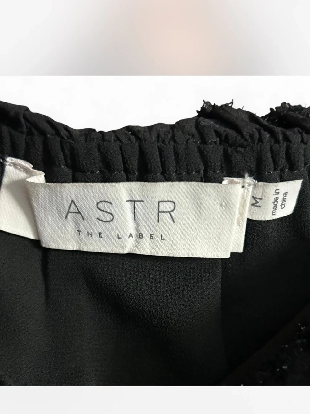 Astr Black Ruffled V-Neck Peasant Blouse